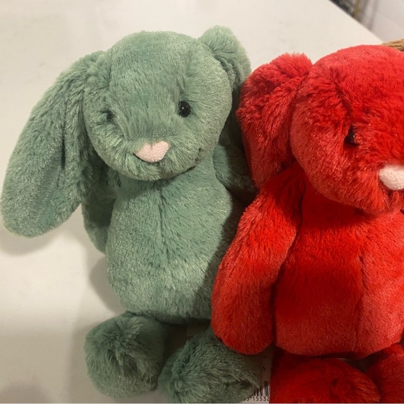 NWT Retired Jellycat Bashful Bunny Holiday Trio - cranberry, nutmeg, and ivy - Picture 8 of 11